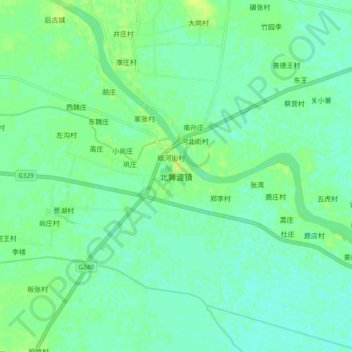 Topografische kaart 北舞渡镇, hoogte, reliëf