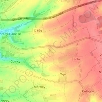 Topografische kaart Saint-Agnan, hoogte, reliëf