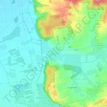 Topografische kaart Anwalting, hoogte, reliëf