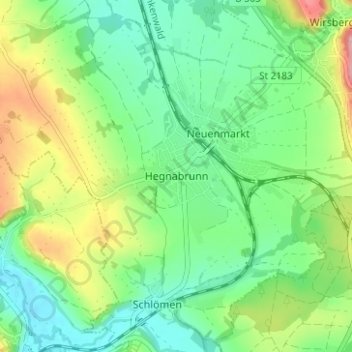 Topografische kaart Hegnabrunn, hoogte, reliëf