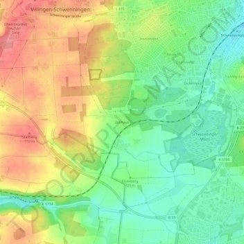 Topografische kaart Zollhaus, hoogte, reliëf