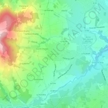 Topografische kaart Messimy, hoogte, reliëf