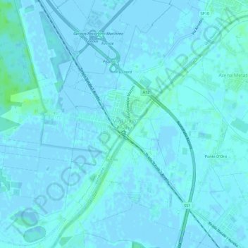 Topografische kaart Migliarino Pisano, hoogte, reliëf
