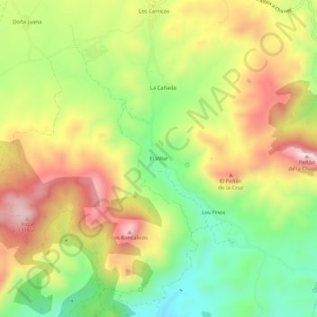 Topografische kaart El Villar, hoogte, reliëf