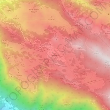 Topografische kaart Campaegli, hoogte, reliëf