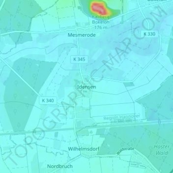 Topografische kaart Idensen, hoogte, reliëf