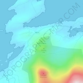 Topografische kaart Knockfadda, hoogte, reliëf