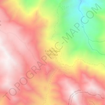 Topografische kaart Comunidad Tumusa, hoogte, reliëf