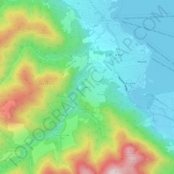 Topografische kaart Buch, hoogte, reliëf