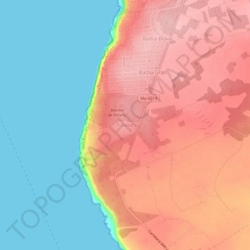 Topografische kaart Tolleric, hoogte, reliëf