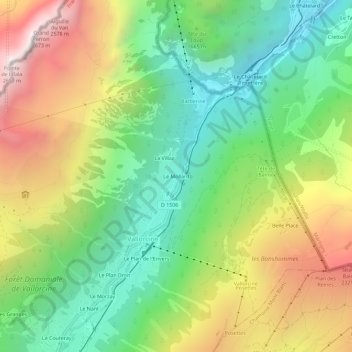 Topografische kaart Le Mollard, hoogte, reliëf