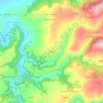 Topografische kaart Estraxiz, hoogte, reliëf