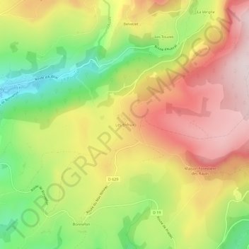 Topografische kaart Les Enfrux, hoogte, reliëf