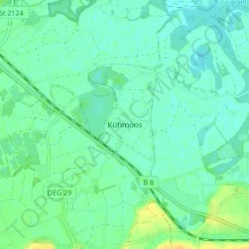 Topografische kaart Kühmoos, hoogte, reliëf