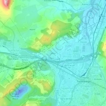 Topografische kaart Ganzo, hoogte, reliëf