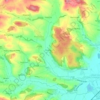 Topografische kaart Pitzenbergholz, hoogte, reliëf