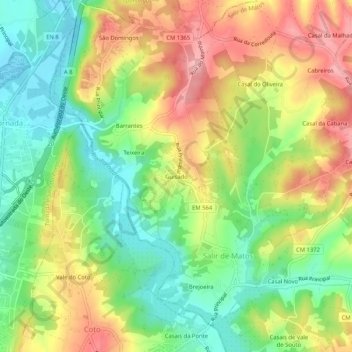 Topografische kaart Guisado, hoogte, reliëf