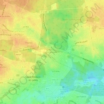 Topografische kaart La Palombière, hoogte, reliëf