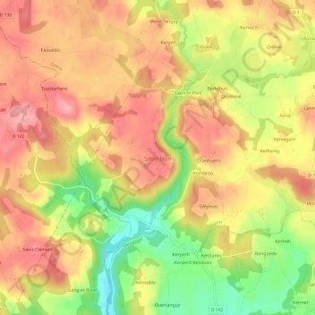 Topografische kaart Saint-Jean, hoogte, reliëf