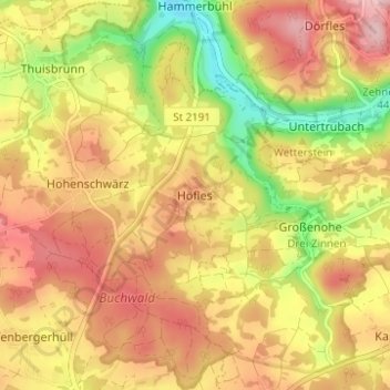 Topografische kaart Höfles, hoogte, reliëf