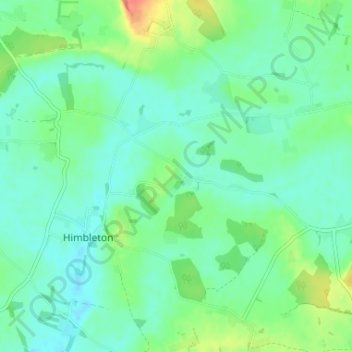 Topografische kaart Earls Common, hoogte, reliëf