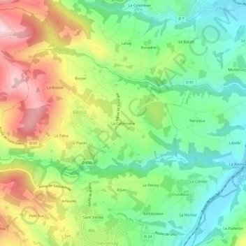 Topografische kaart La Calonnière, hoogte, reliëf