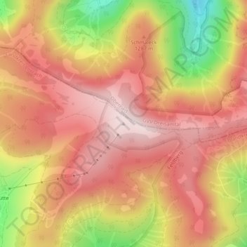 Topografische kaart Stübenwasen, hoogte, reliëf