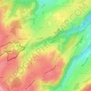 Topografische kaart Fond du Vivier, hoogte, reliëf