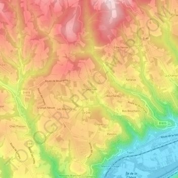 Topografische kaart Le Gauthier, hoogte, reliëf