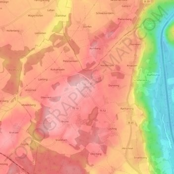Topografische kaart Asten, hoogte, reliëf