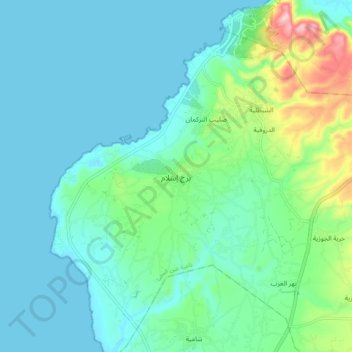 Topografische kaart Burj Islam, hoogte, reliëf