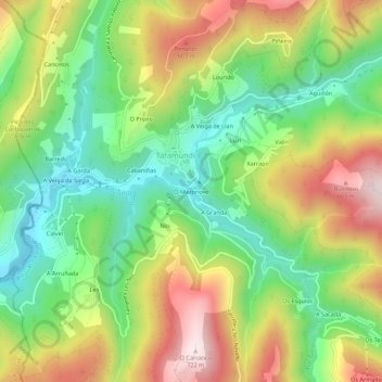 Topografische kaart O Mazonovo, hoogte, reliëf