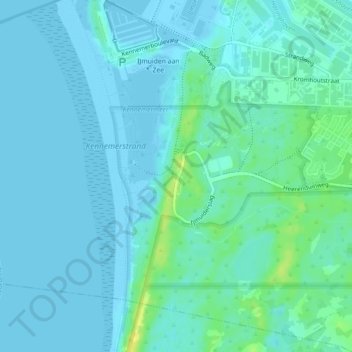 Topografische kaart IJmuiderslag, hoogte, reliëf