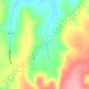 Topografische kaart Long Valley, hoogte, reliëf