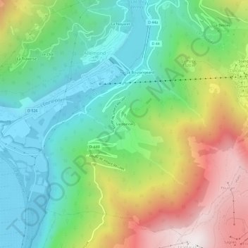 Topografische kaart Sardonne, hoogte, reliëf
