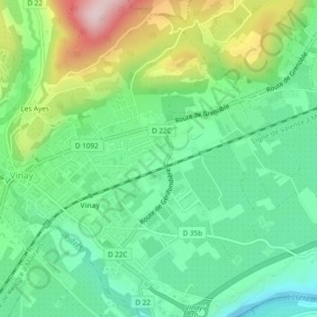 Topografische kaart Les Levées, hoogte, reliëf