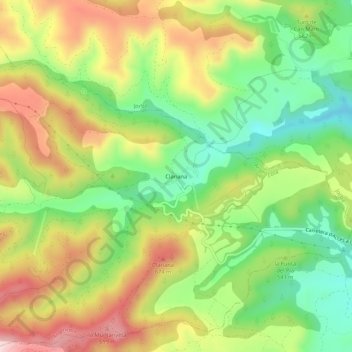 Topografische kaart Clariana, hoogte, reliëf