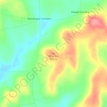 Topografische kaart Pine Hill, hoogte, reliëf