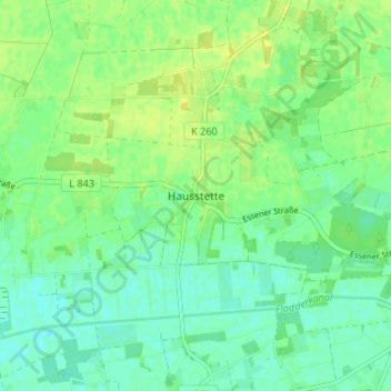 Topografische kaart Hausstette, hoogte, reliëf