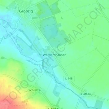 Topografische kaart Werdershausen, hoogte, reliëf