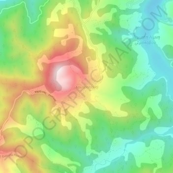Topografische kaart Loutropigi, hoogte, reliëf