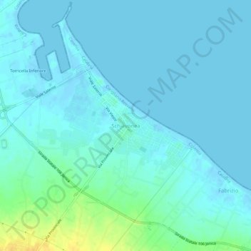 Topografische kaart Schiavonea, hoogte, reliëf