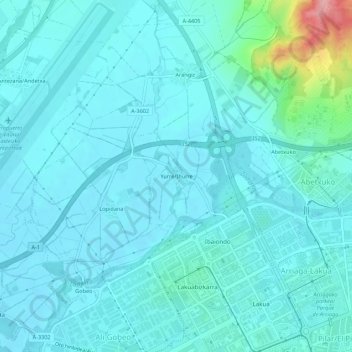 Topografische kaart Yurre, hoogte, reliëf