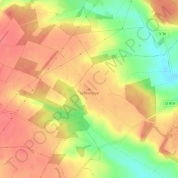 Topografische kaart la Montoye, hoogte, reliëf