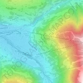Topografische kaart Gamplaschg, hoogte, reliëf