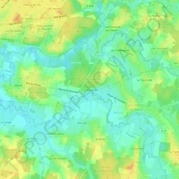 Topografische kaart La Baraque, hoogte, reliëf
