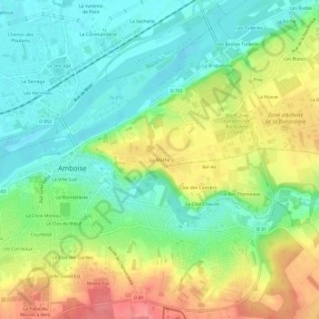 Topografische kaart La Mothe, hoogte, reliëf