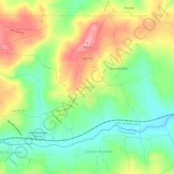 Topografische kaart Albardo, hoogte, reliëf