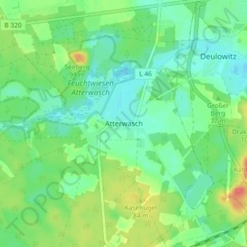 Topografische kaart Atterwasch, hoogte, reliëf