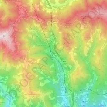 Topografische kaart Fado, hoogte, reliëf